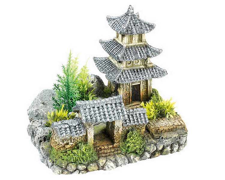 Classic Asian Temple with Plants